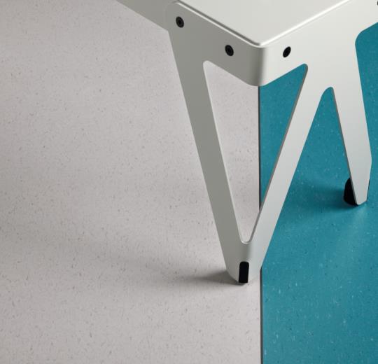 Forbo Marmoleum Solid Sheet Linoleum Flooring in Contrasting Off-white and Blue