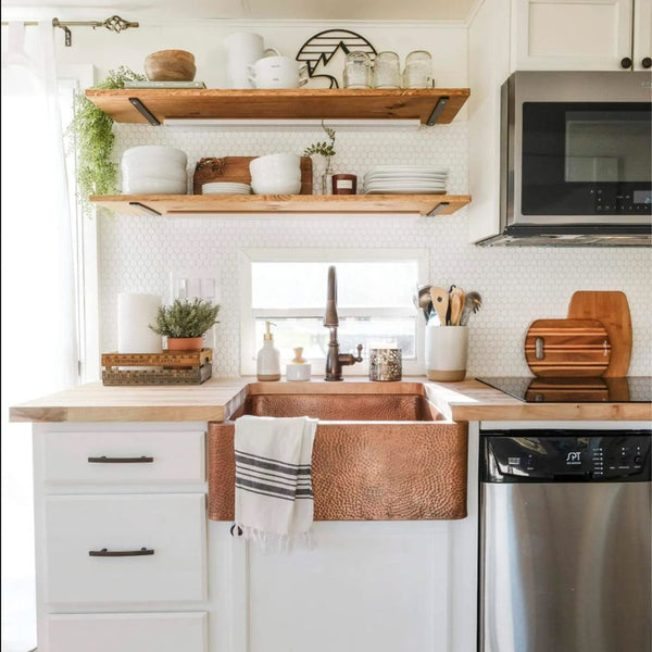 Lange Copper Single Bowl Farmhouse Apron Front Undermount Kitchen Sink