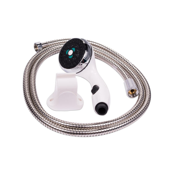Eccotemp White Shower Head with Stainless Steel Hose