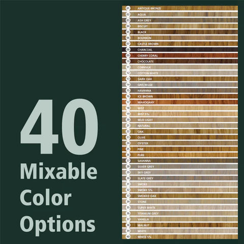 10 Mixable Color Options of Oil Plus Part A from Rubio Monocoat