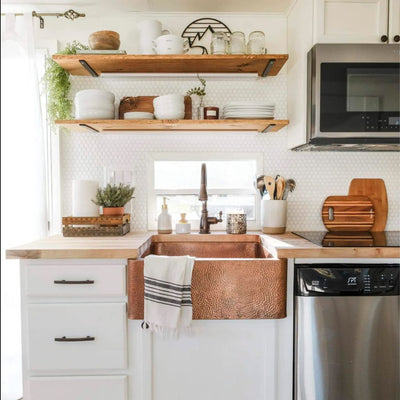 Lange Copper Single Bowl Farmhouse Apron Front Undermount Kitchen Sink