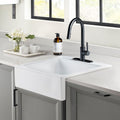 Parker Crisp White Fireclay 26" Single Bowl Quick-Fit Drop-In Kitchen Sink with 3 Holes