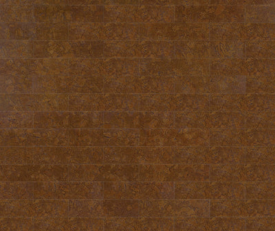 Dark brown Wicanders cork flooring sample showing a staggered tile pattern.