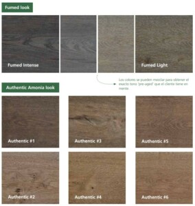 Pre aging stain color chart